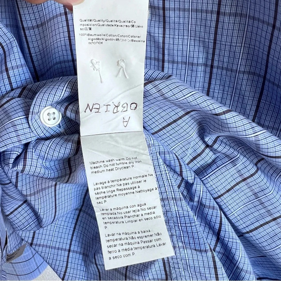 BOSS Men’s Button Down Checkered Blue Shirt - Picture 5 of 8